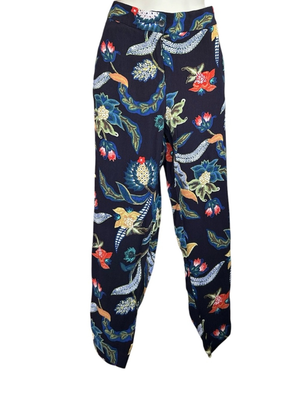 Maje Navy Floral-Print Chinos